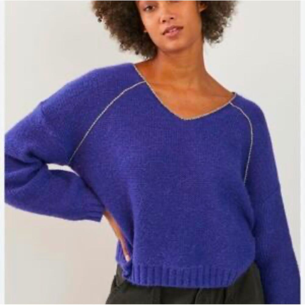 Anthropologie Alpaca Blend V-Neck Sweater – Soft Purple Knit Pullover, Size XS